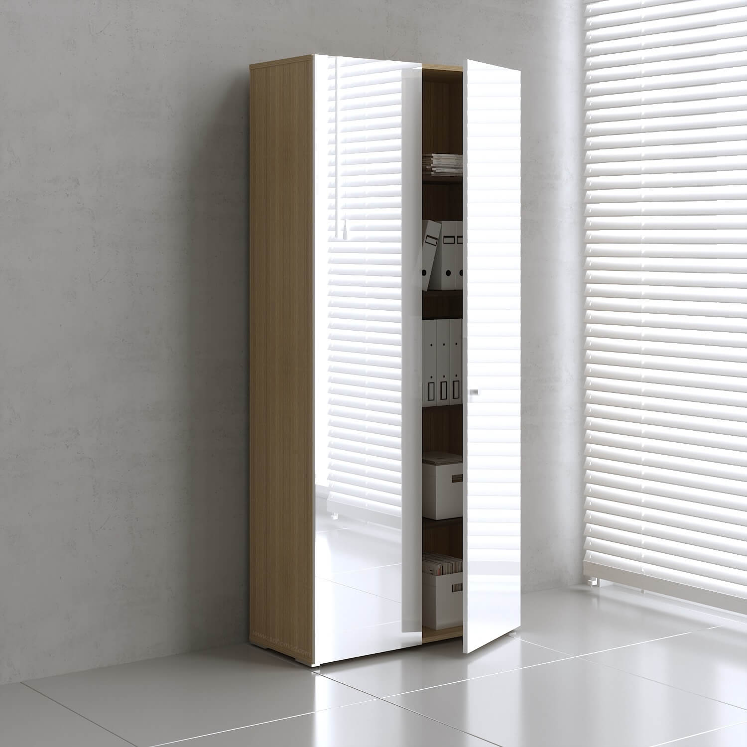 Mito H81.8" Office Cabinet w/2 Gloss Finish Doors