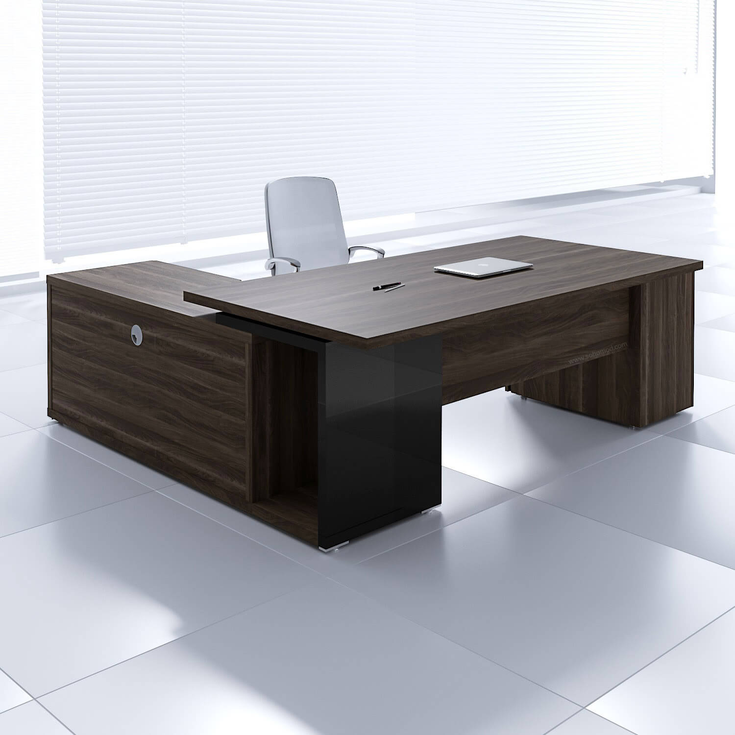 Mito 98" Executive Desk w/Managerial Side Storage & Pedestal