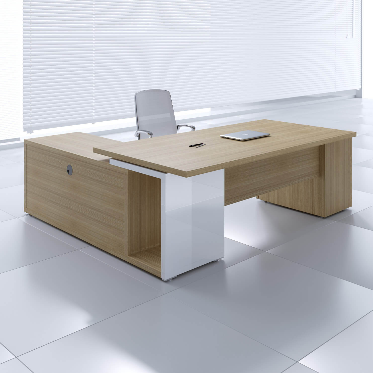 Mito 98" Executive Desk w/Managerial Side Storage & Pedestal