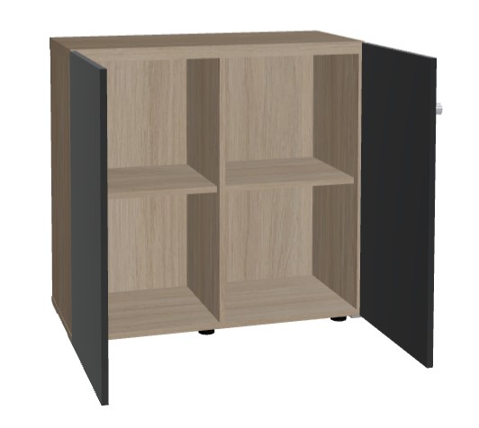 Mito H34.6-inch Office Cabinet w/2 Gloss Finish Doors