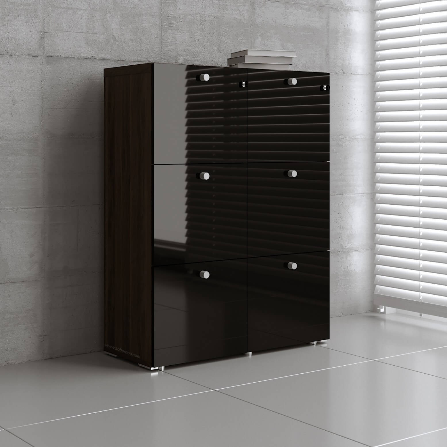Mito Office Lockable File Cabinet w/6 Gloss Finish Drawers