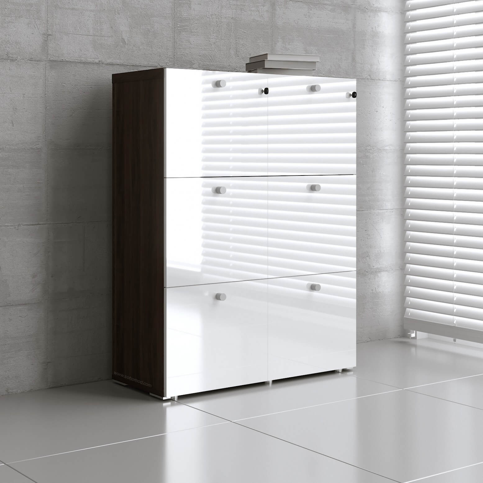 Mito Office Lockable File Cabinet w/6 Gloss Finish Drawers