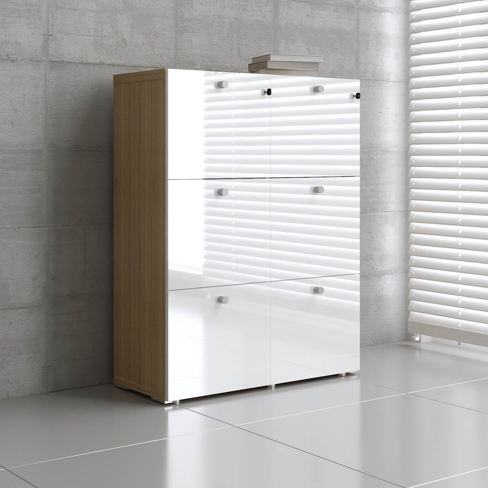 Mito Office Lockable File Cabinet w/6 Gloss Finish Drawers
