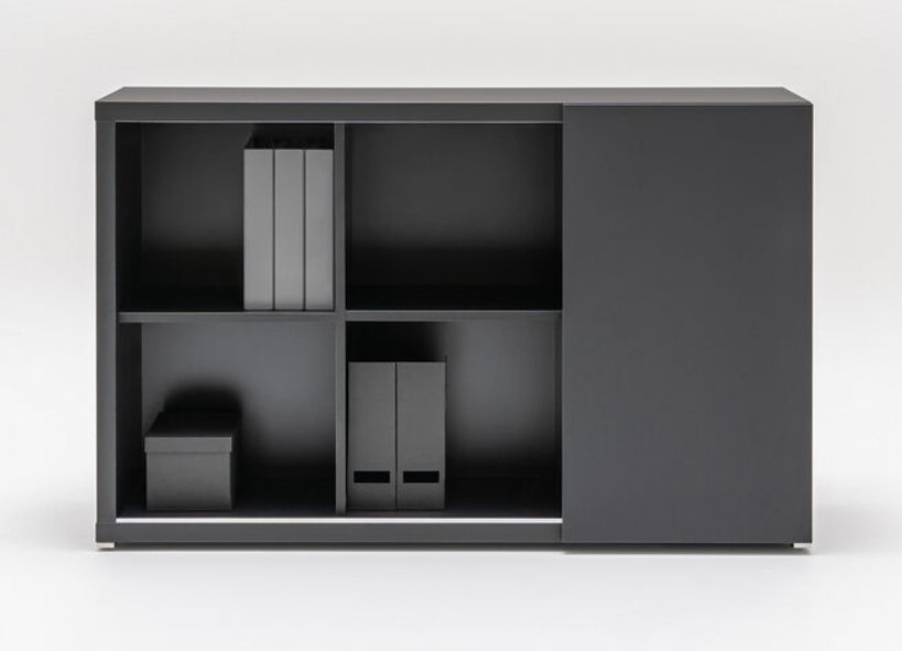 Mito Office Managerial Cabinet w/Shelves & Sliding Door