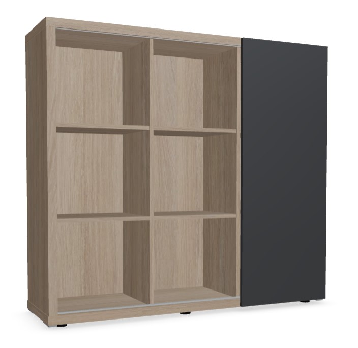 Mito Office Managerial Cabinet w/9 Shelves & Sliding Matt Finish Door