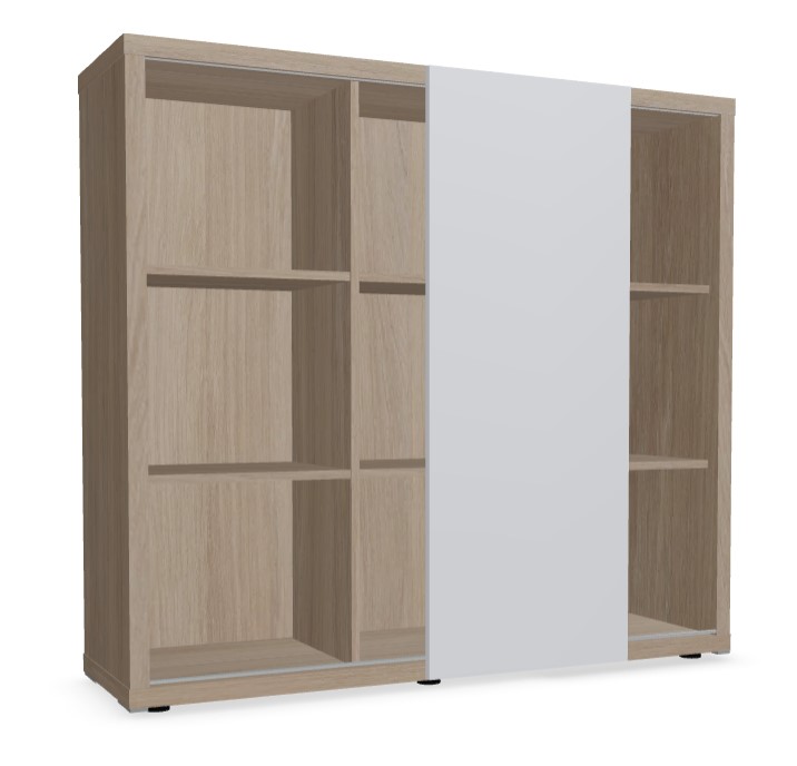 Mito Office Managerial Cabinet w/9 Shelves & Sliding Matt Finish Door