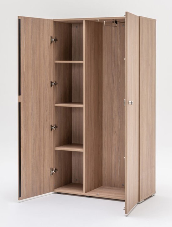 Mito Lockable Wardrobe w/File Storage, 2 Doors & Slide-Out Hanger