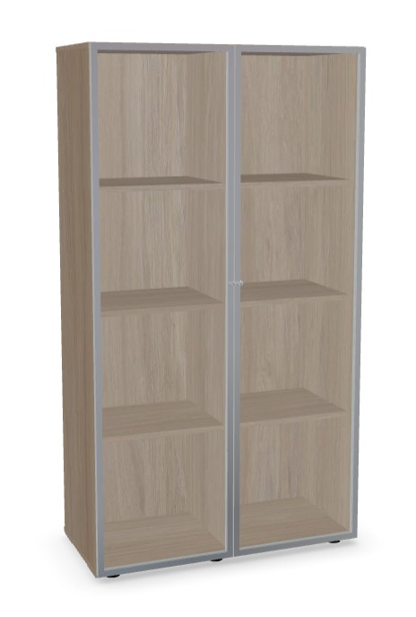 Mito Office Cabinet w/2 Aluminum Framed Transparent Tempered Glass Doors