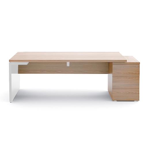 Mito Executive Desk w/Pedestal & Gloss Side Panel