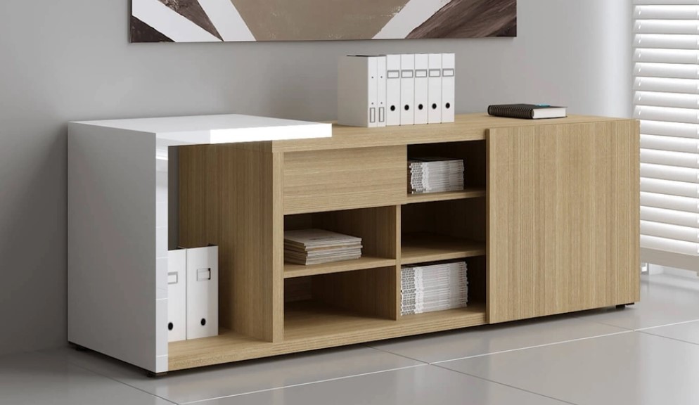 Mito Office Managerial Cabinet w/Lockable Drawer & Sliding Door