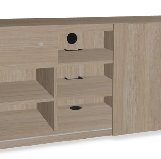 Mito Office Managerial Cabinet w/Lockable Drawer, Sliding Door & Matt Finish Extension