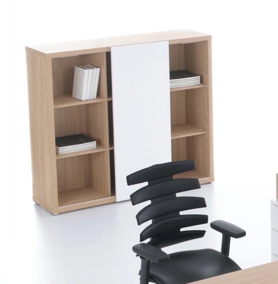 Mito Office Managerial Cabinet w/Shelves & Sliding Door