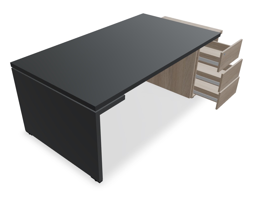 Mito Fenix Office Executive Straight Desk w/Pedestal by MDD in black
