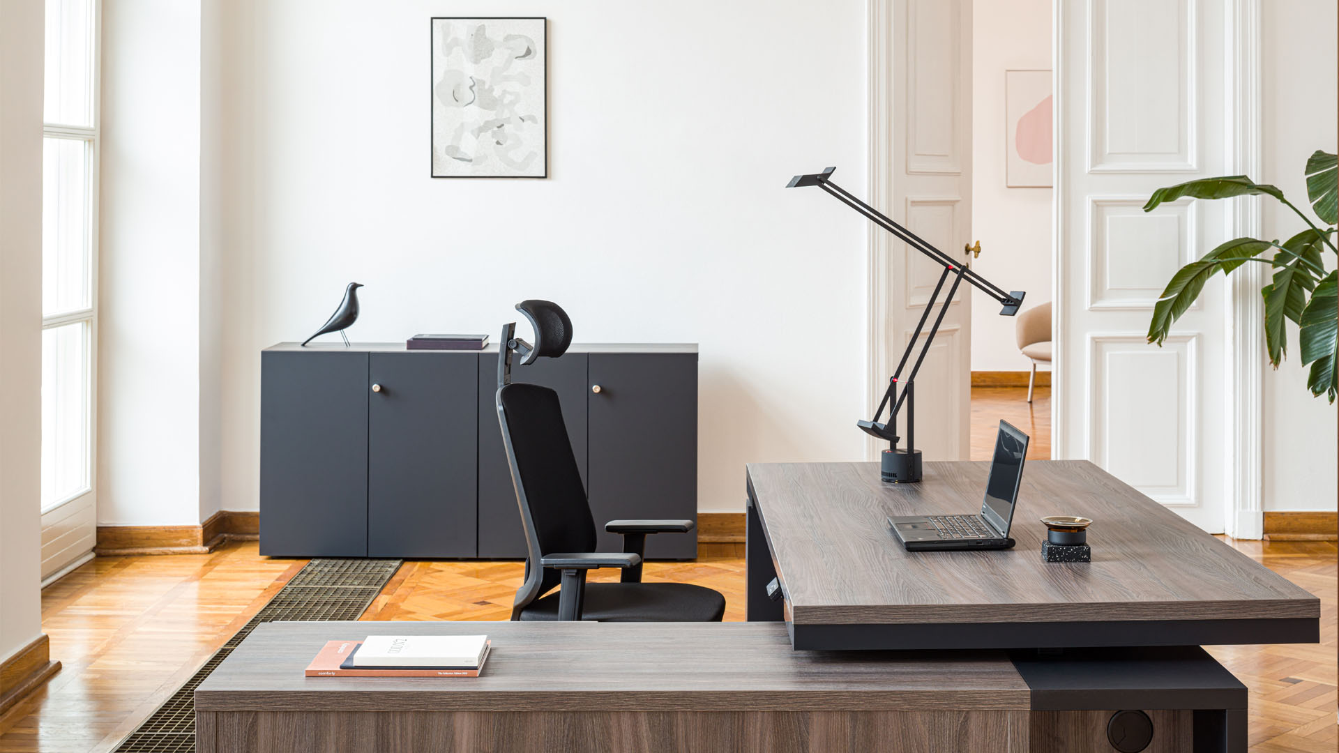 Mito Sit-Stand Fenix Fingerprint Proof Executive Desk w - Radius Office Ireland