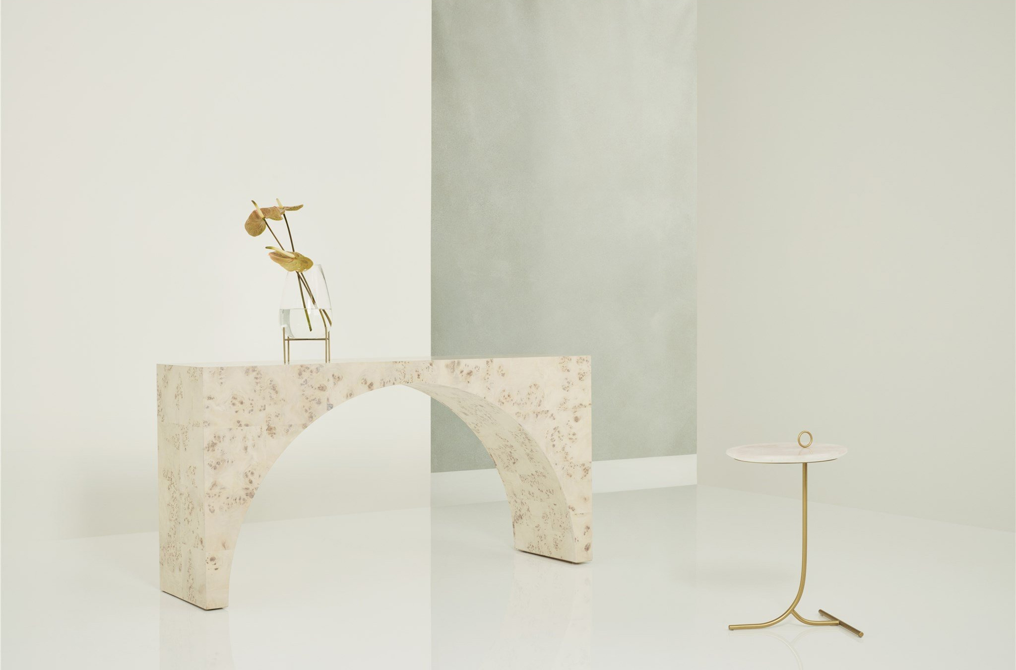 Rose Quartz/Metal Accent Table