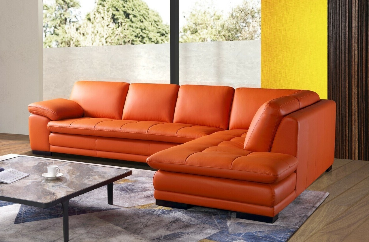 ML157 Top Grain Leather Match L-Shape Sectional, Right Chaise Facing