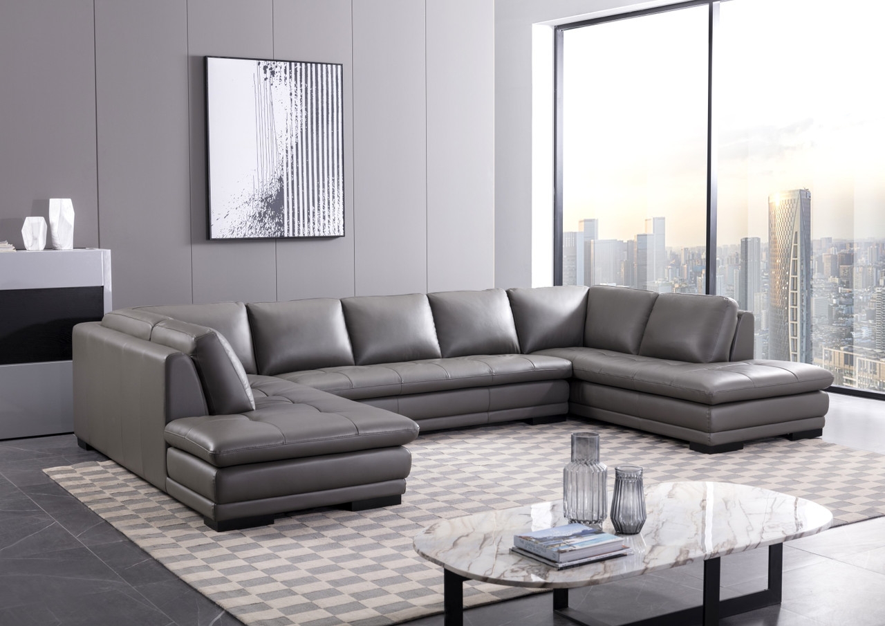 ML157 Top Grain Leather Match U-Shape Sectional