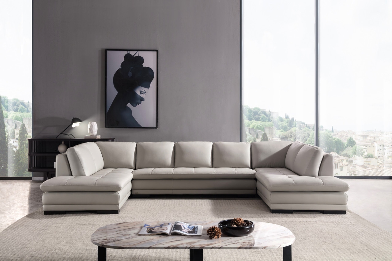 ML157 Top Grain Leather Match U-Shape Sectional