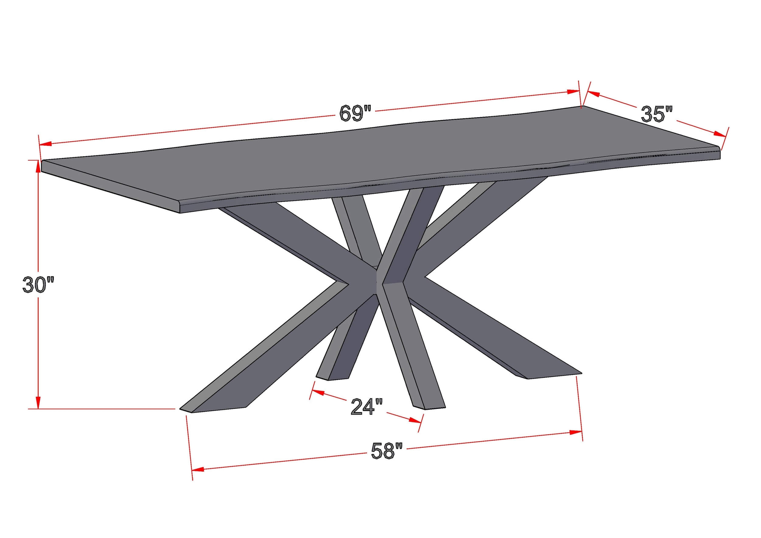 Milano 69" Live Edge Solid Wood Dining Table with Pedestal base