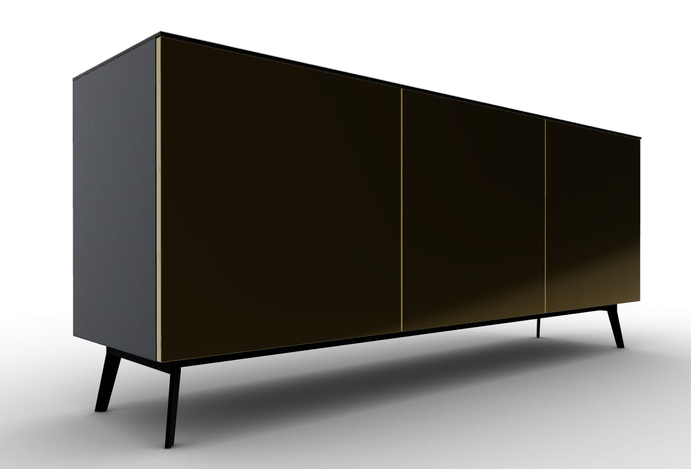 Universal Ceramic/Wood/Glass Customizable Sideboard w/3 Doors & Metal Legs