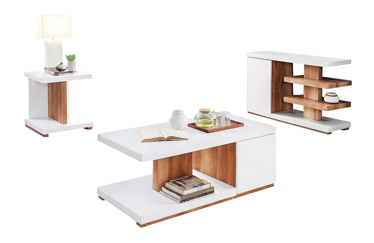 Moa Wood Gloss Storage Coffee Table Set