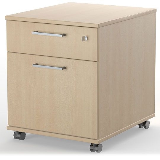 Optima Office Lockable Mobile Pedestal w/2 Foil Wrapped Drawers