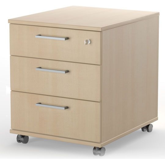 Optima Office Lockable Mobile Pedestal w/3 Foil Wrapped Drawers