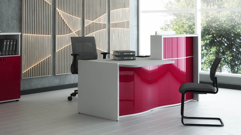 Wave 69" Small Reception Red Matt Desk Office Setup