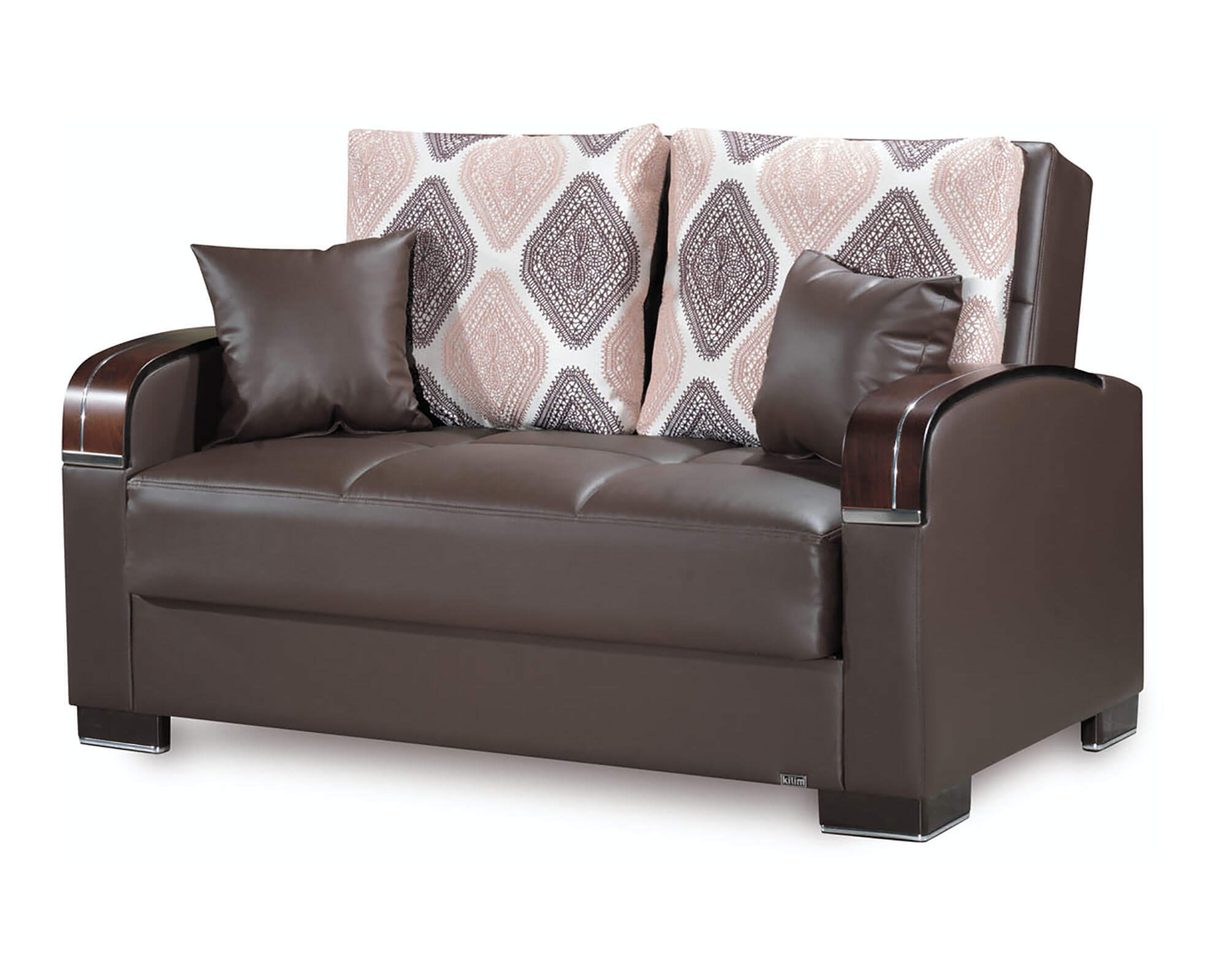 Ottomanson Brown Mobimax Leatherette Upholstery Convertible Sofabed