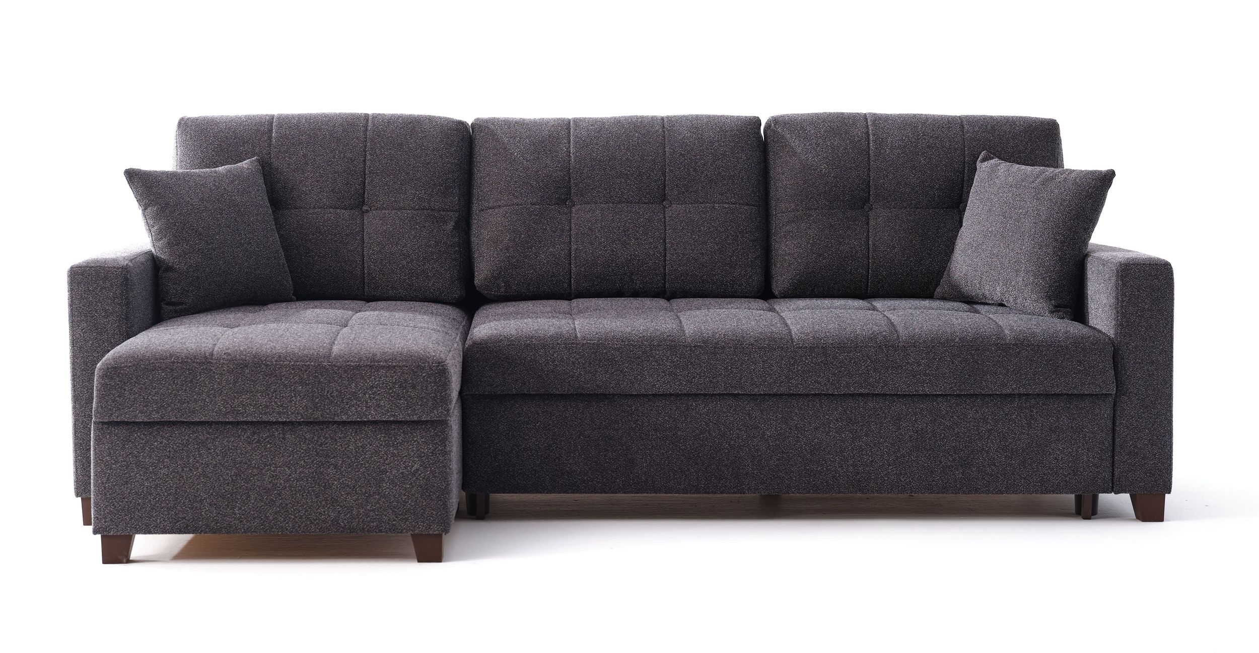 Bellona Mocca Fabric Black Sofa With Chaise