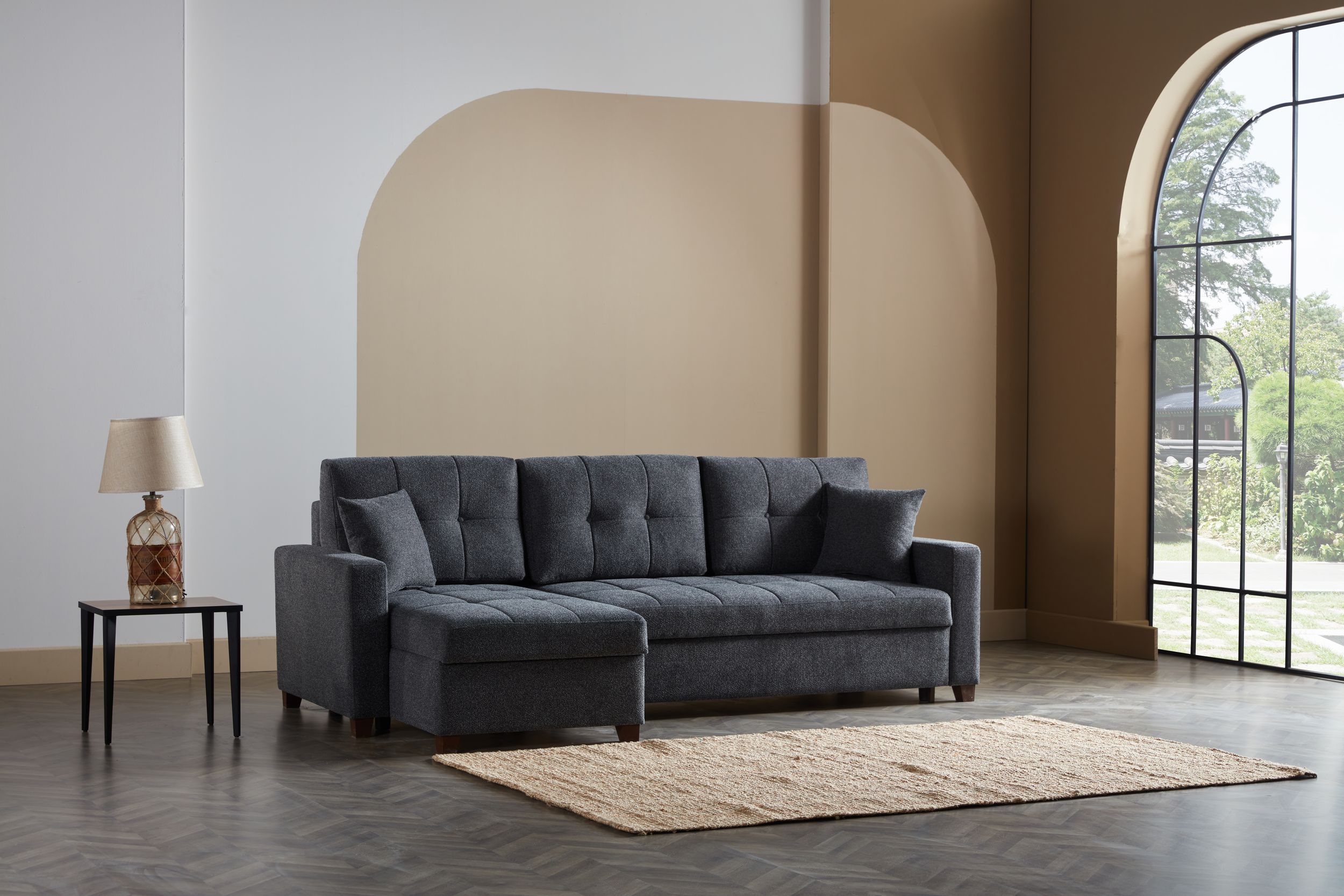 Mocca Fabric Reversible Sofa