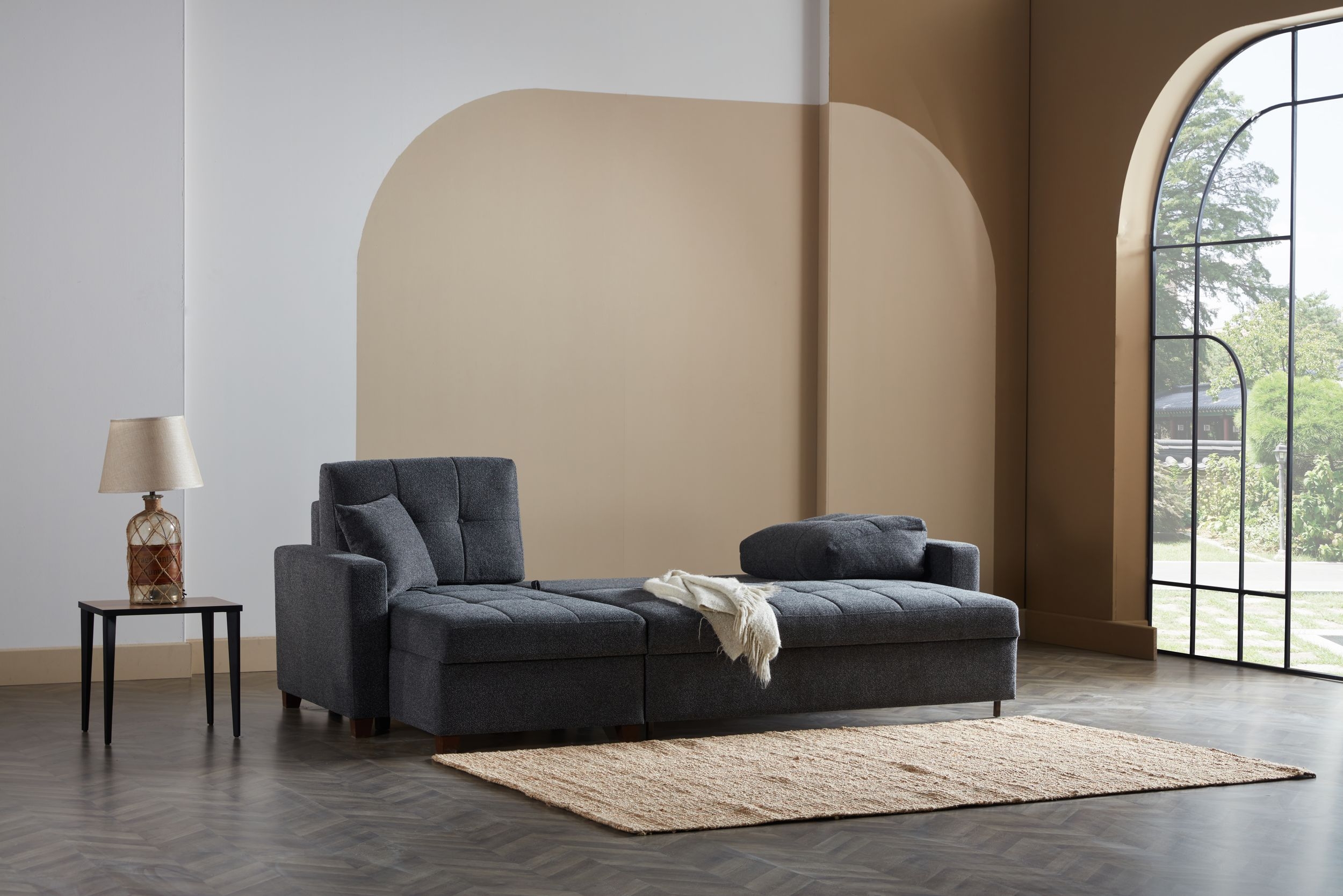 Bellona Mocca Fabric Reversible Sofa