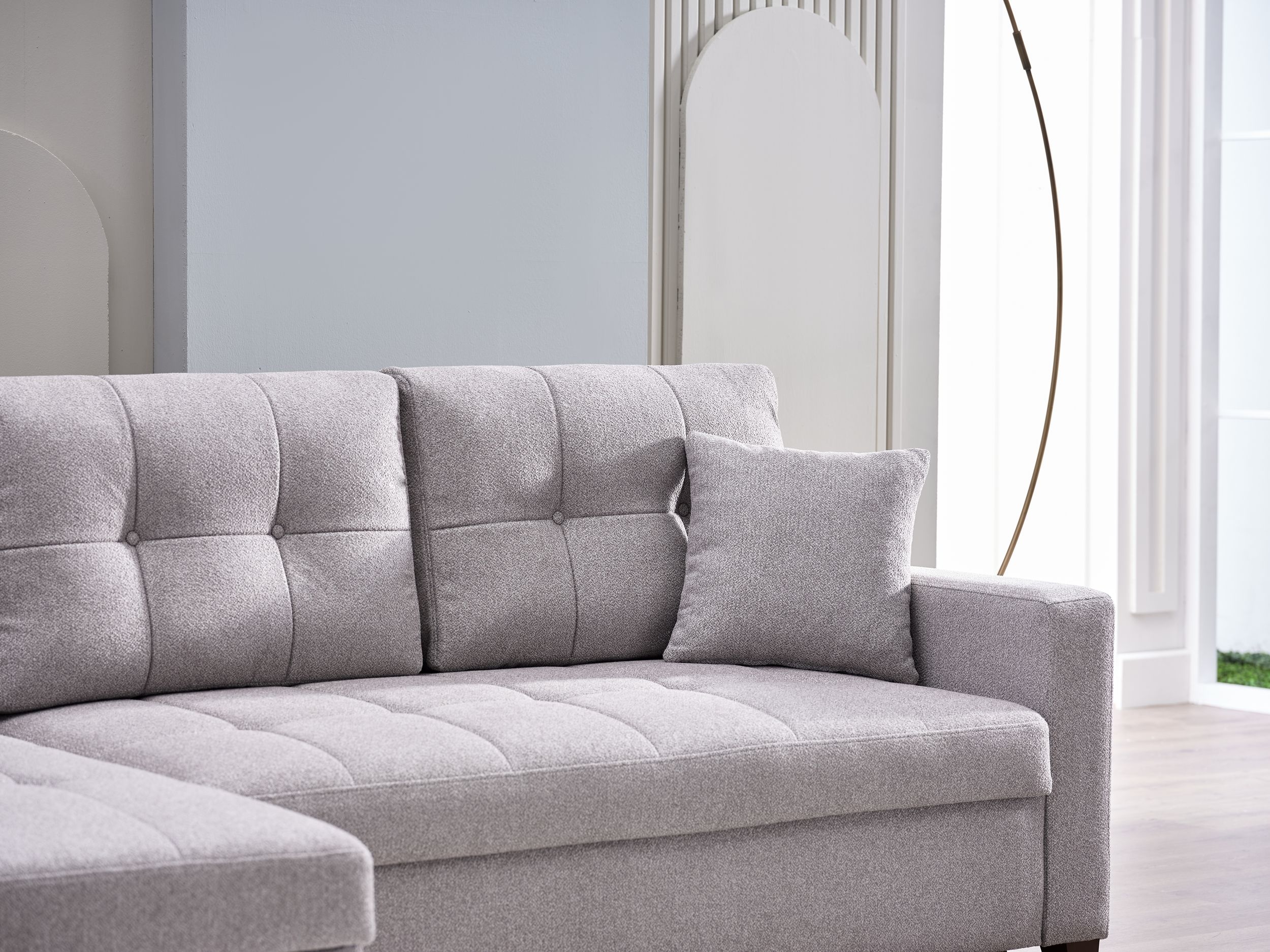 Bellona Mocca Fabric Reversible Sleeper Storage Sectional