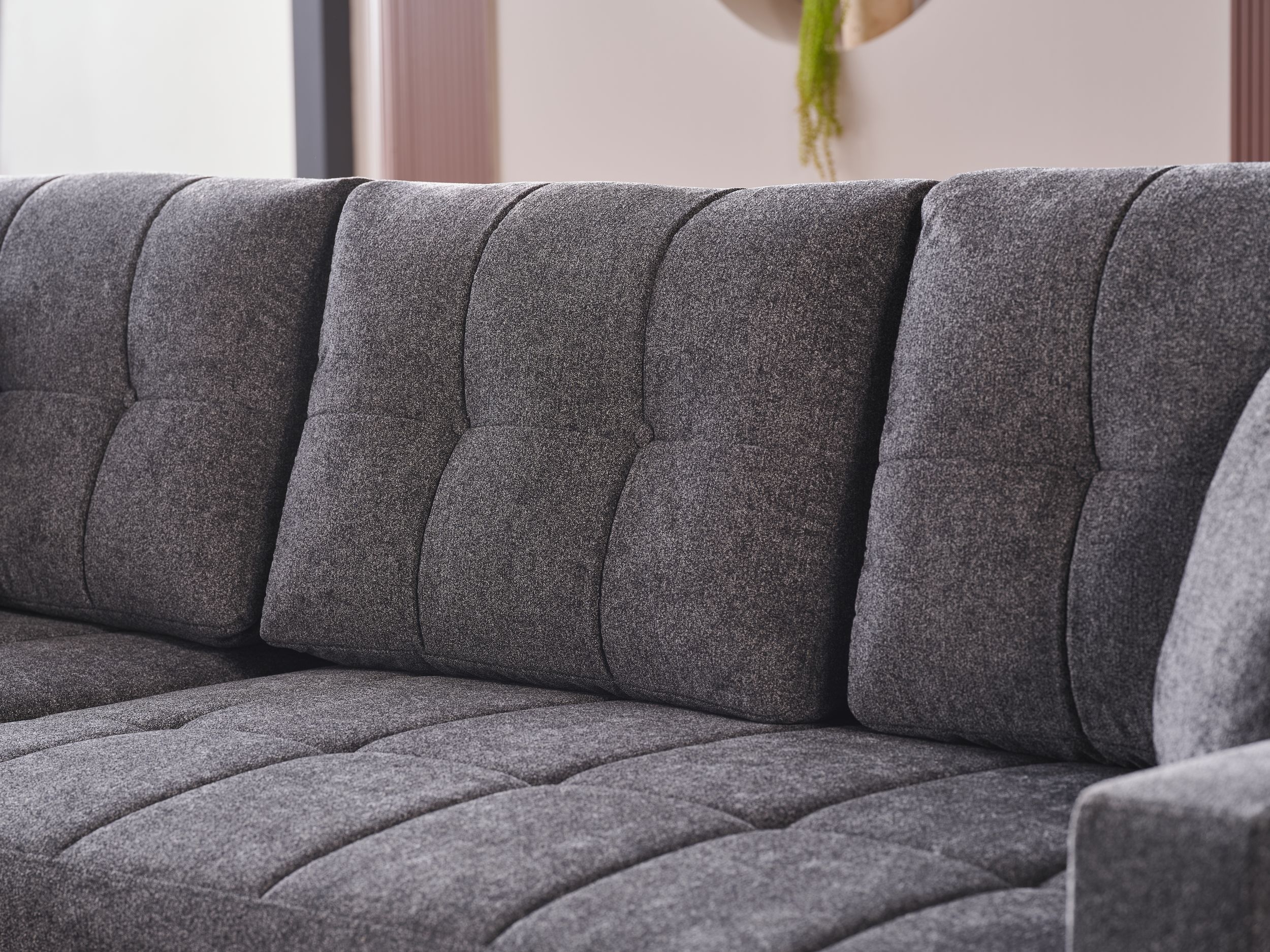 Mocca Chenille Fabric Reversible Sleeper Storage Sectional