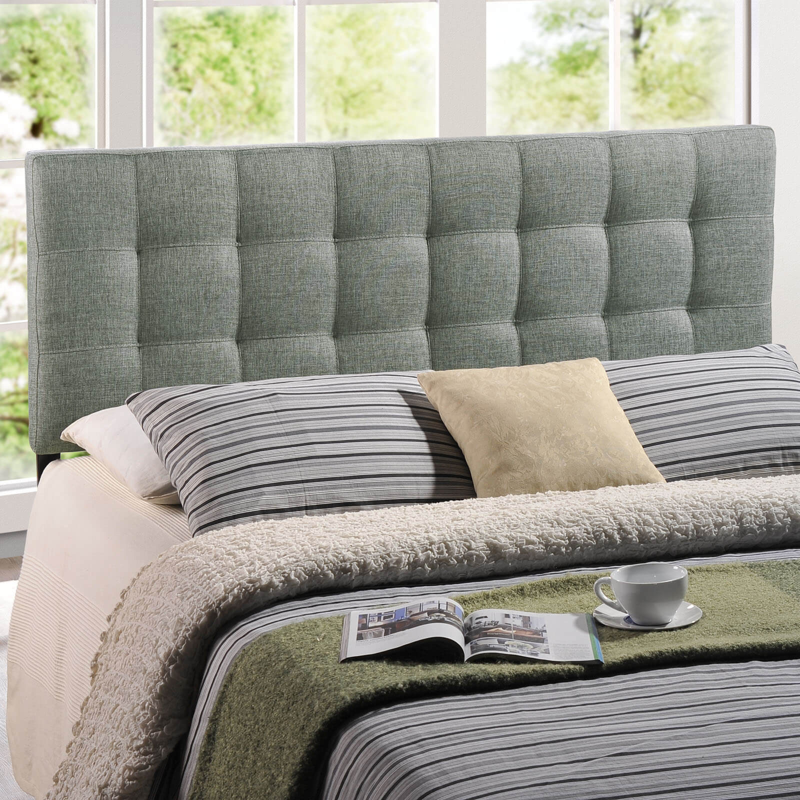 Lily King Fabric Headboard, Gray by Modway Furniture