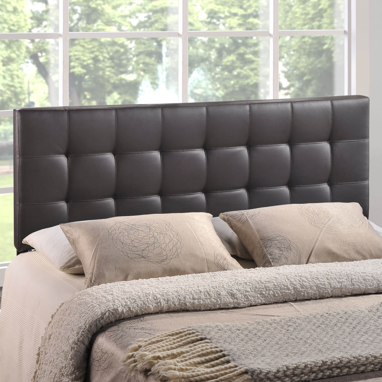 Lily King Vinyl Headboard, Brown by Modway Furniture