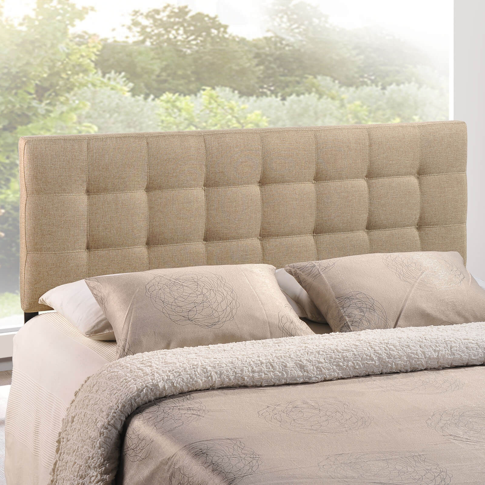 Lily Full Fabric Headboard, Beige by Modway Furniture