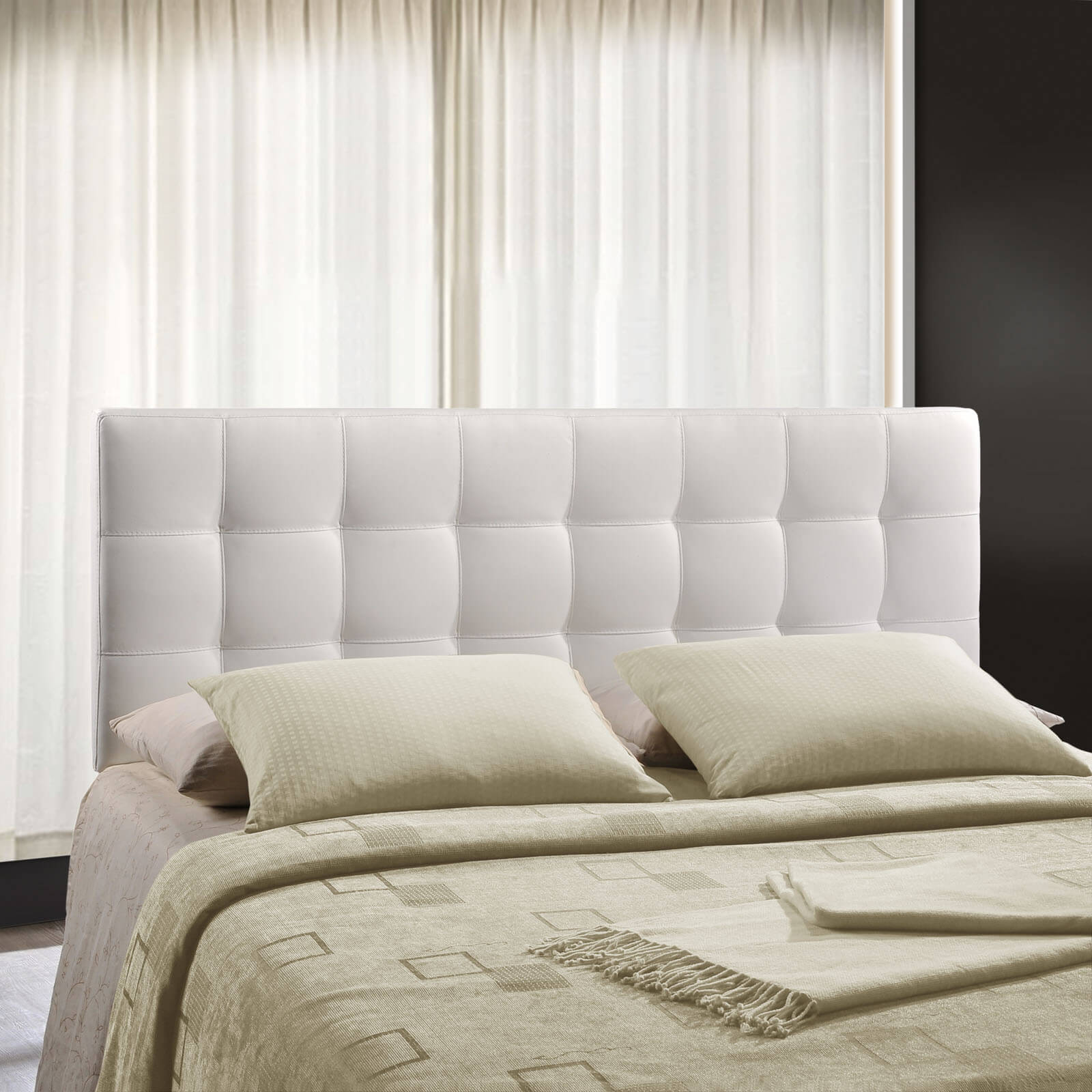 Lily Full Vinyl Headboard, White by Modway Furniture