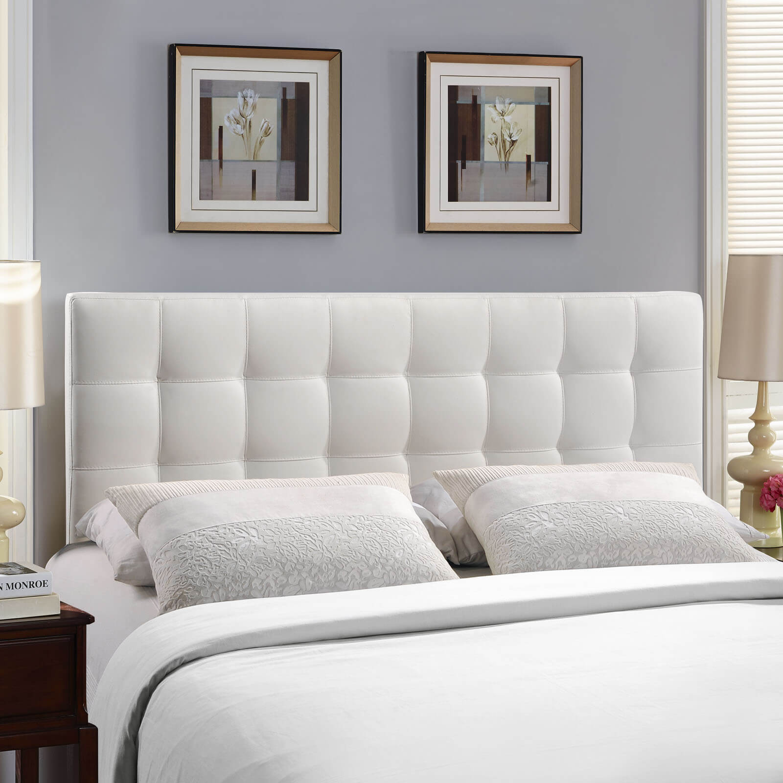 Lily Full Vinyl Headboard, White by Modway Furniture