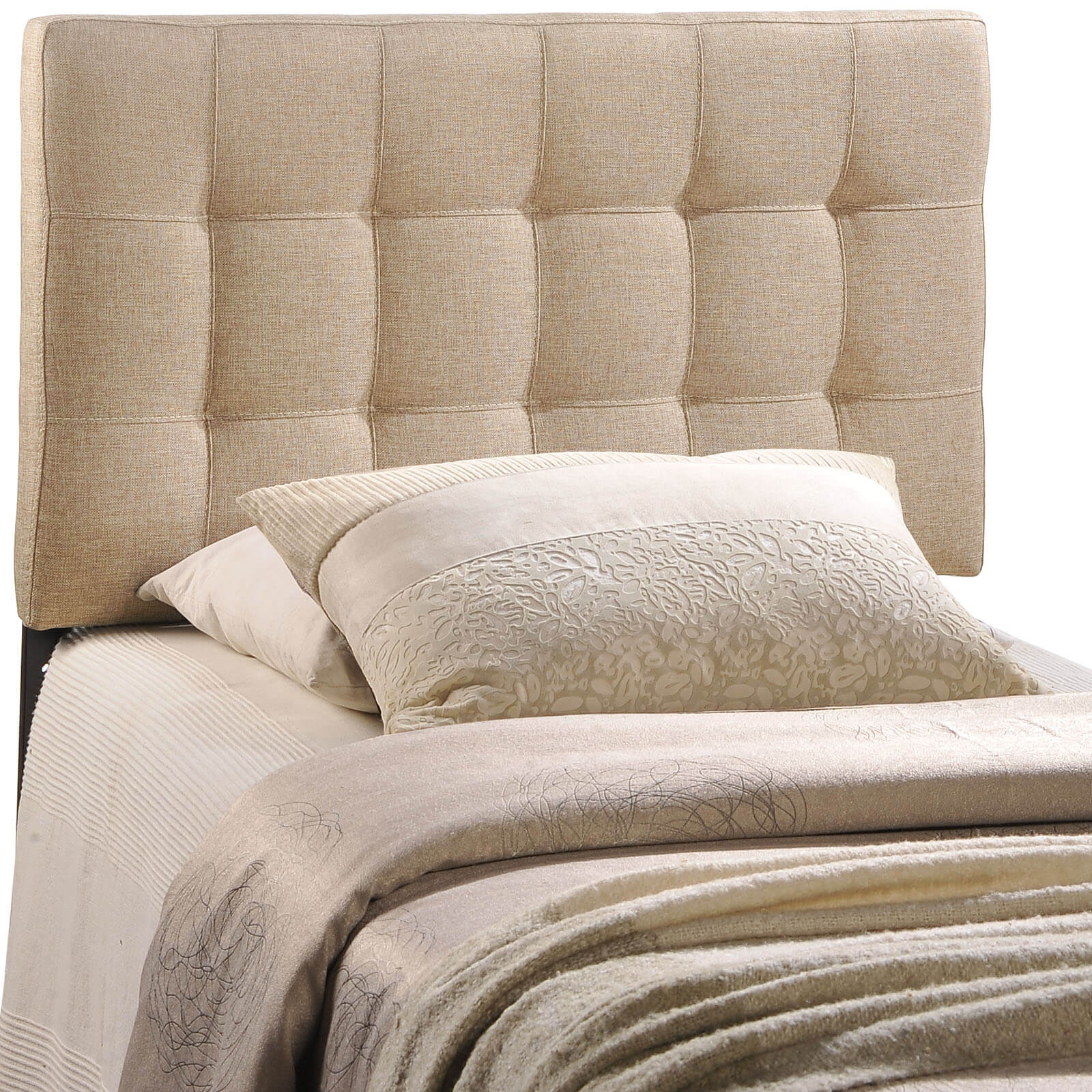 Lily Twin Fabric Headboard, Beige by Modway Furniture