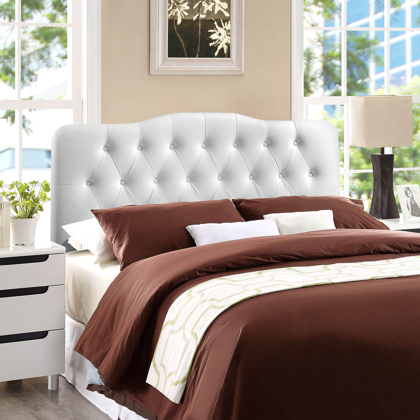 Annabel Full Vinyl Headboard, White by Modway Furniture