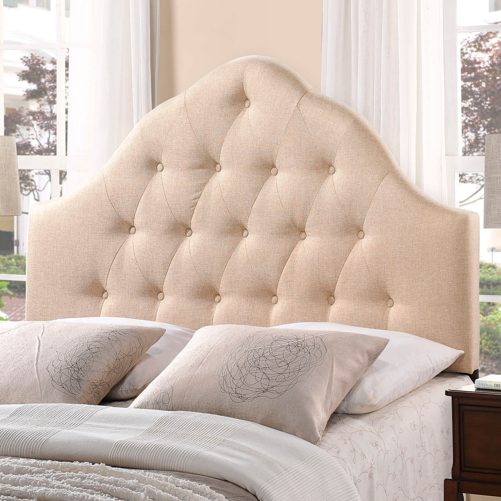 Sovereign Queen Fabric Headboard, Beige by Modway Furniture