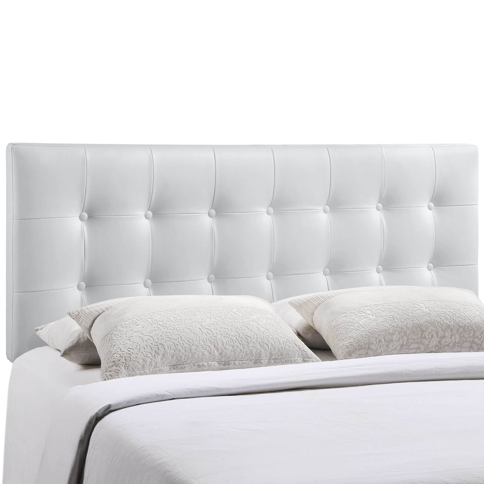 Emily Queen Vinyl Headboard, White by Modway Furniture