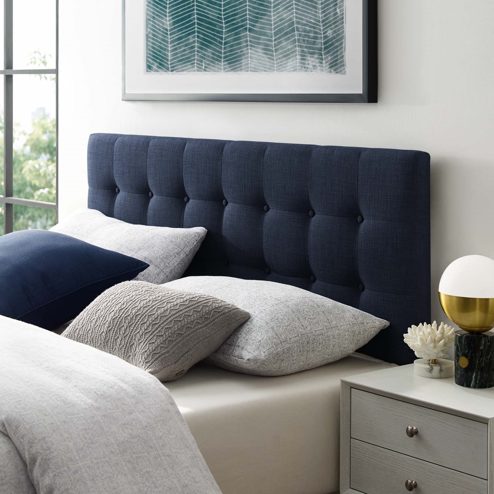 Emily Full Fabric Headboard, Navy by Modway Furniture