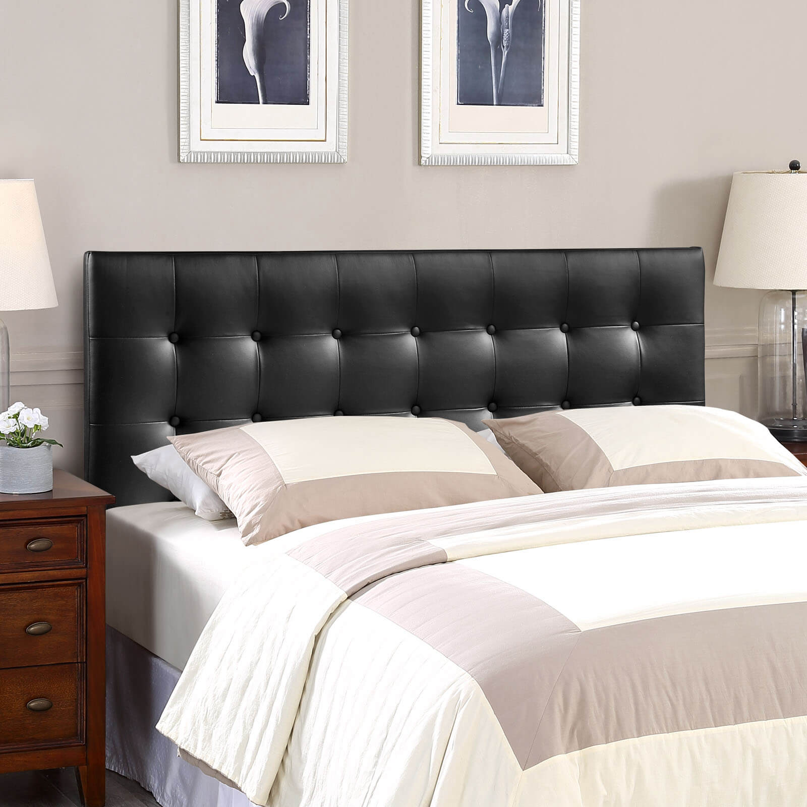 Emily Full Vinyl Headboard, White by Modway Furniture