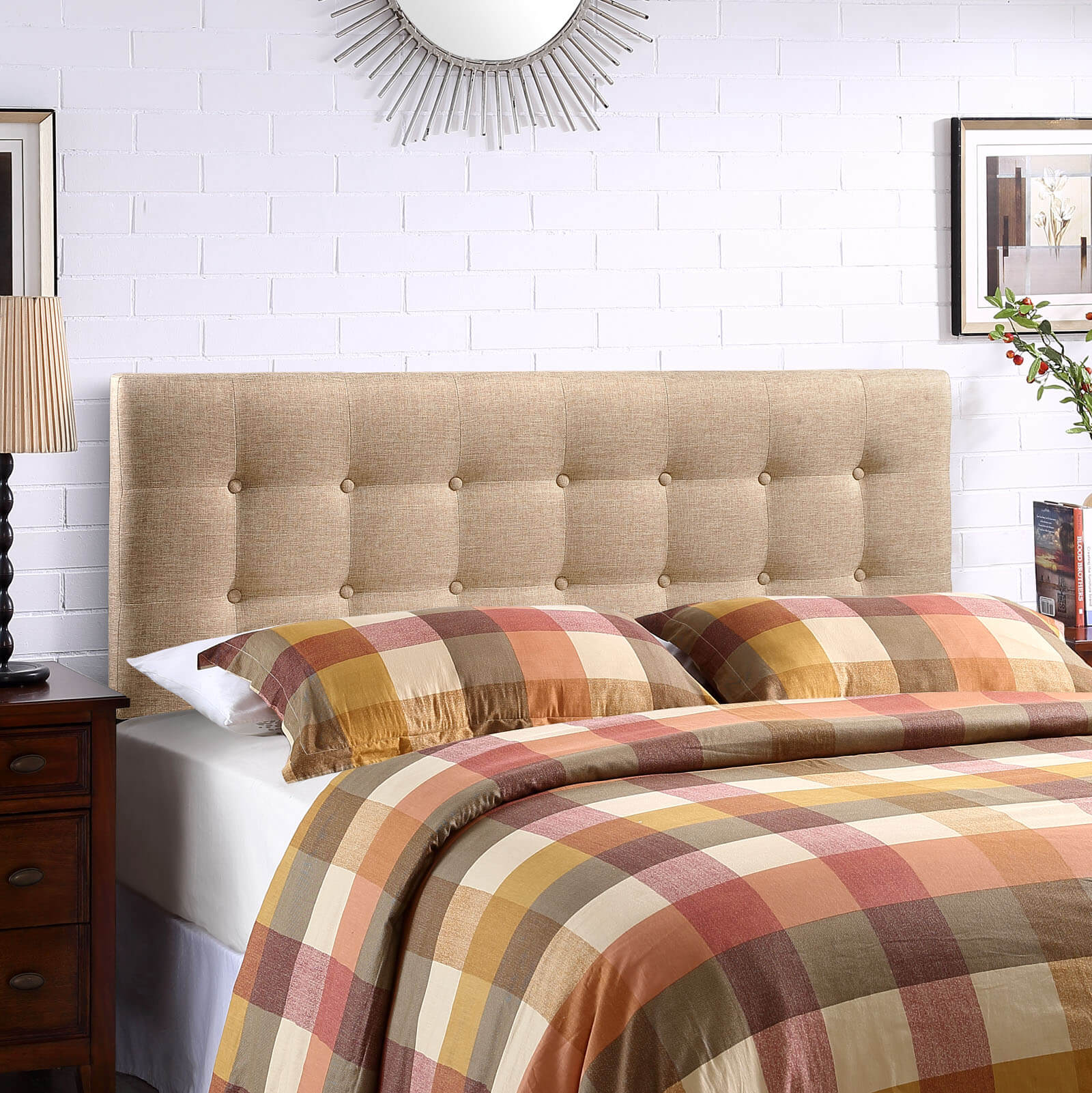 Emily King Fabric Headboard, Beige by Modway Furniture