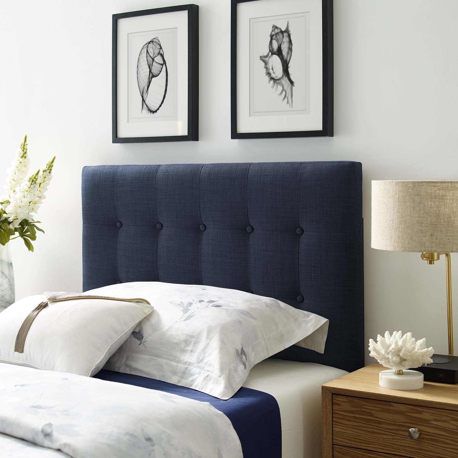 Emily Twin Fabric Headboard, Navy by Modway Furniture