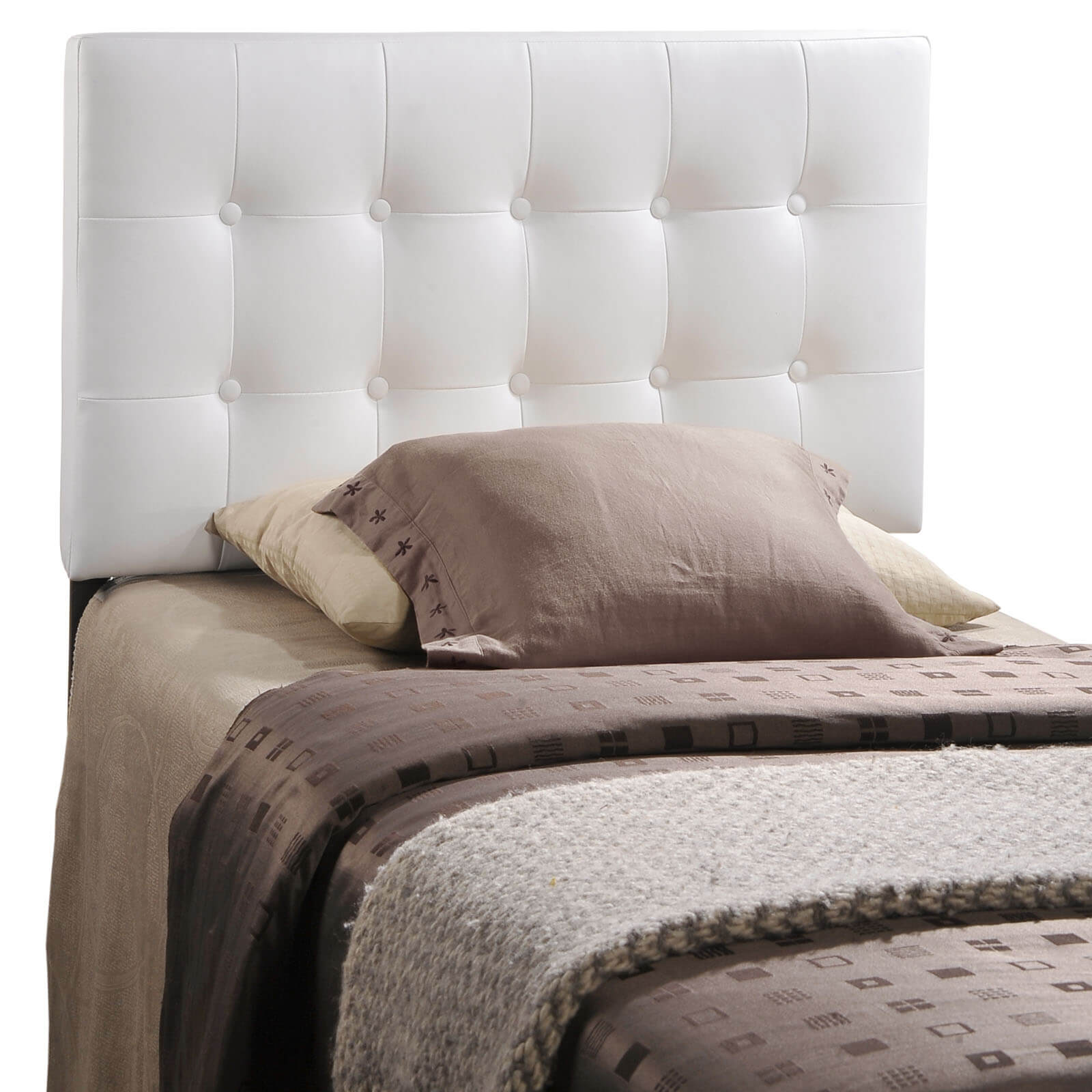 Emily Twin Vinyl Headboard, White by Modway Furniture