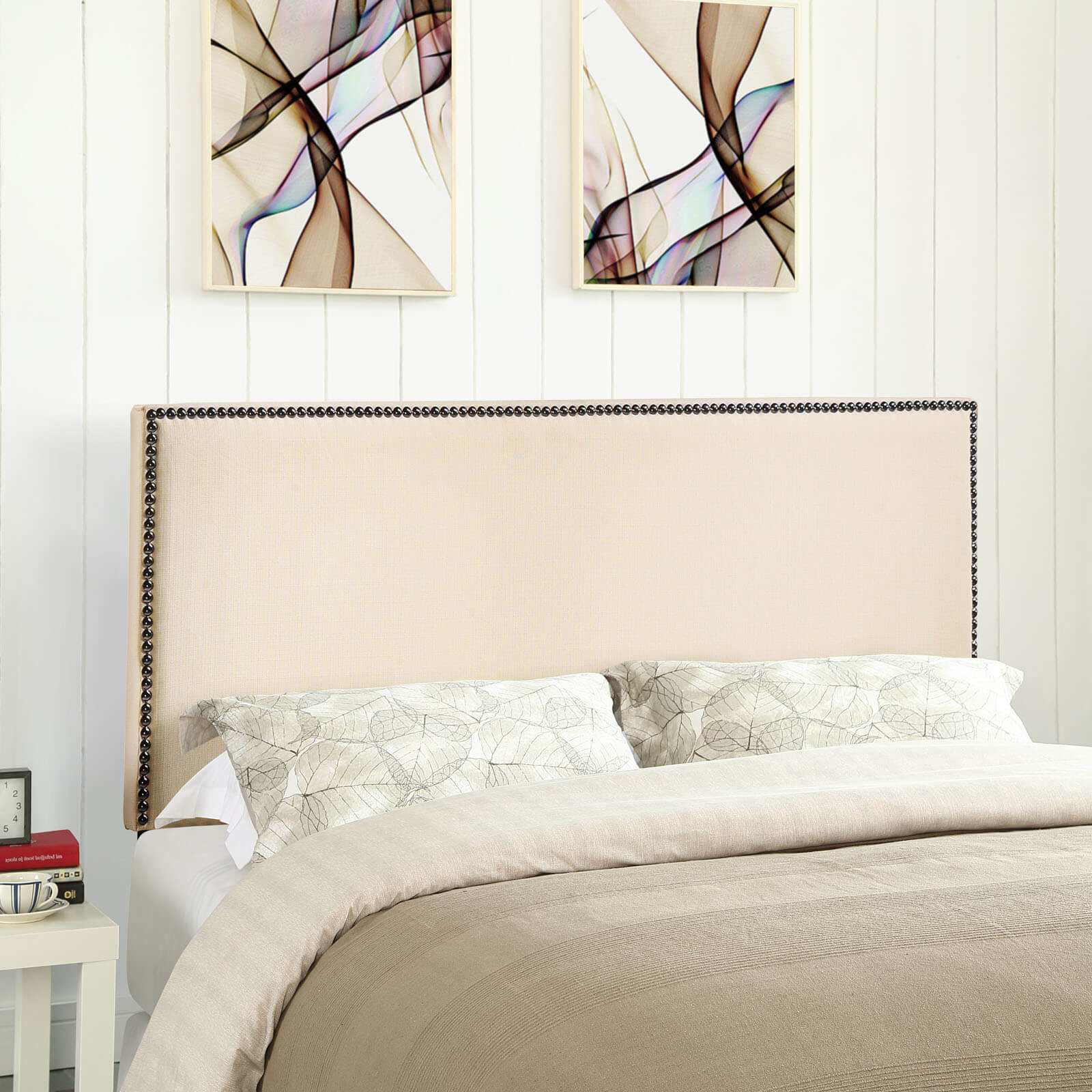 Region Queen Nailhead Upholstered Headboard, Ivory by Modway Furniture