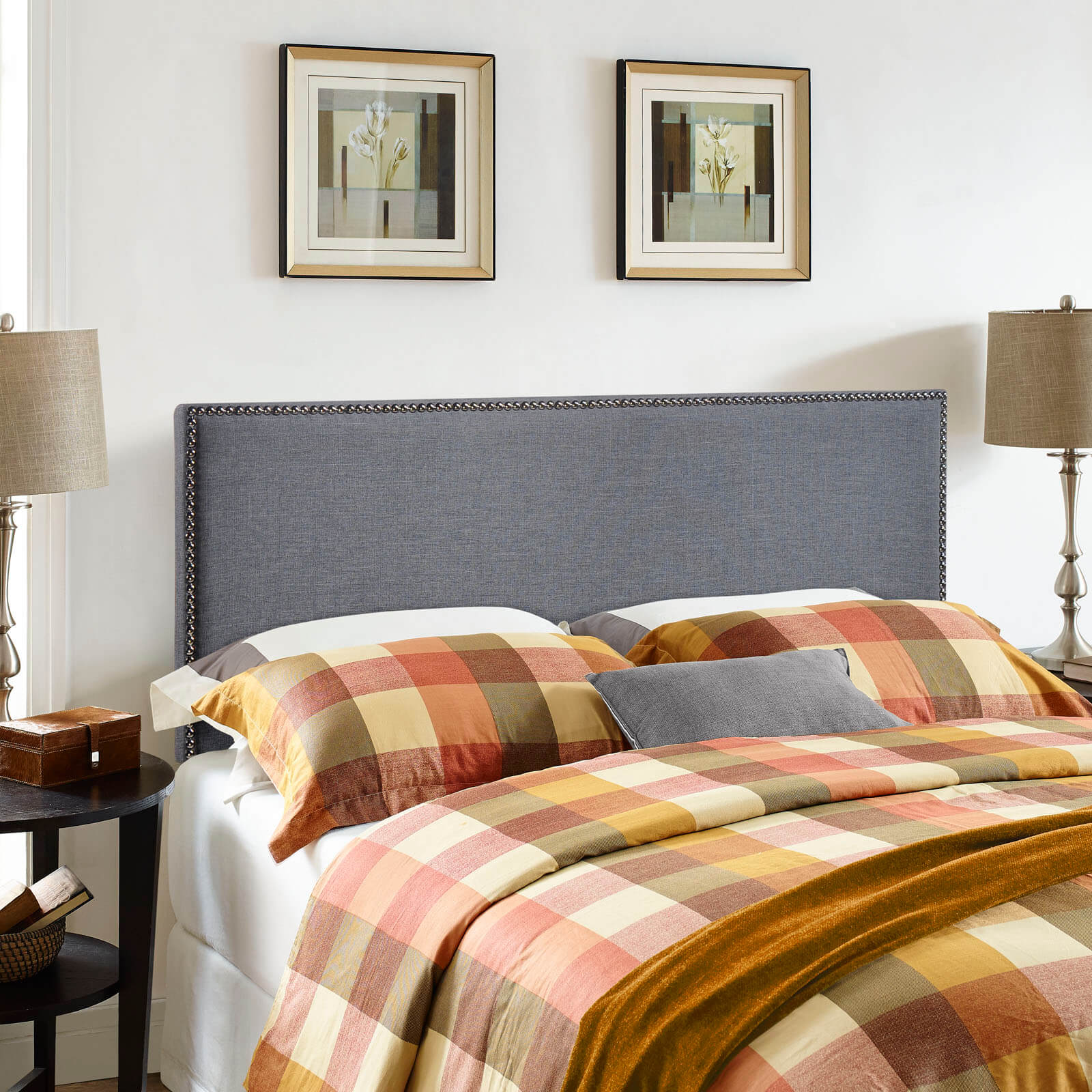Region Queen Nailhead Upholstered Headboard, Smoke by Modway Furniture